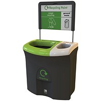 Meridian Double Mixed Recycling and General Waste Recycling Bin, 87L, Multicoloured