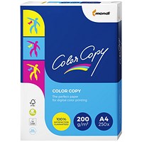 Color Copy A4 Premium Super Smooth Copier Paper, White, 200gsm, Ream (250 Sheets)