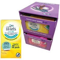 Lil-Lets Non-Applicator Tampons, Regular, Pack of 96 - Get Free Dispenser