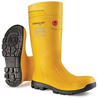 Dunlop Purofort Fieldpro Full Safety Wellington Boots, Yellow, 7