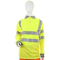 Beeswift Ladies Hi-Vis Long Sleeve Polo Shirt, Saturn Yellow, Medium