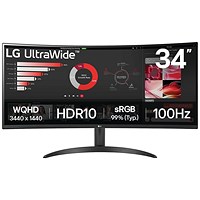 LG 34in Monitor Ultrawide QHD With HDMI + DP