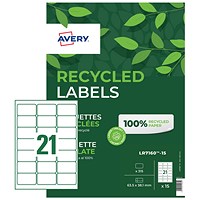 Avery Laser Recycled Address Label 63.5x38.1mm 21 Per A4 Sheet White (Pack 315 Labels) LR7160-15