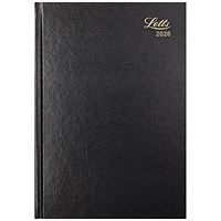 Letts A5 Desk Diary, Day Per Page, Black, 2026