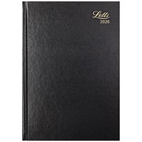 Letts A5 Desk Diary, Week To View, Black, 2026