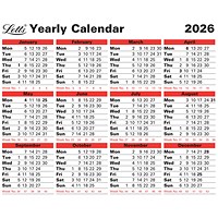 Letts 2026 Yearly Calendar, 212x262mm