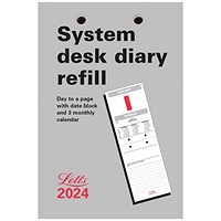 Letts System Desk Calendar Refill 2024
