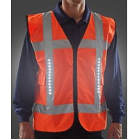 Safety Light Vest with pockets, Orange, Large/XL