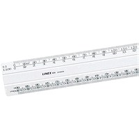 Linex Flat Scale Ruler 1:1 1:20-500 30cm White