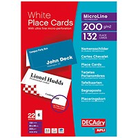 Decadry Perforated Place Cards, 85x46mm, 200gsm, White, Pack of 132