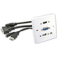 Lindy Multi AV Faceplate HDMI VGA USB Audio White