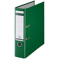 Leitz A4 Lever Arch Files, 80mm Spine, Plastic, Green, Pack of 10