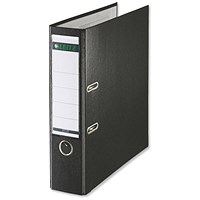Leitz Foolscap Lever Arch Files, 80mm Spine, Plastic, Black, Pack of 10