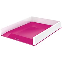 Leitz WOW Self-stacking Letter Tray, White & Pink