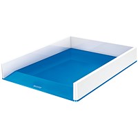 Leitz Wow Self-stacking Letter Tray, White & Blue