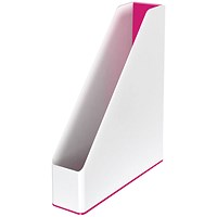 Leitz Wow Plastic Magazine File, White & Pink