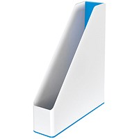 Leitz Wow Plastic Magazine File, White & Blue