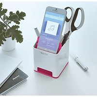Leitz WOW Sound Booster Pen Pot, White & Pink