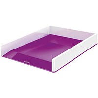 Leitz WOW Self-stacking Letter Tray, White & Purple