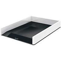 Leitz WOW Self-stacking Letter Tray, White & Black