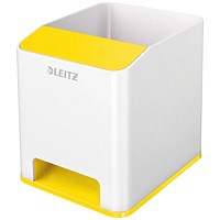 Leitz WOW Sound Booster Pen Pot, White & Yellow