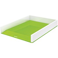 Leitz WOW Self-stacking Letter Tray, White & Green