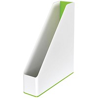 Leitz WOW Plastic Magazine File, White & Green