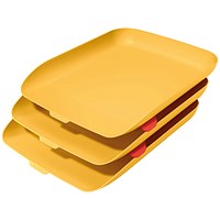 Leitz Cosy Letter Tray, A4, Warm Yellow, Pack of 3