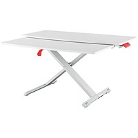Leitz Ergo Cosy Tabletop Sit Stand Workstation with Sliding Tray, Adjustable Height, White Leitz Ergo Cosy Tabletop Sit Stand Workstation with Sliding Tray, Adjustable Height, White