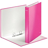 Leitz WOW Ring Binder, A4, 2 D-Ring, 25mm Capacity, Pink Pack of 10
