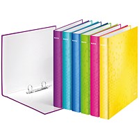 Leitz WOW Ring Binder, A4, 2 D-Ring, 25mm Capacity, Assorted, Pack of 10
