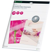 Leitz iLAM Prem A3 Laminating Pouches, 250 Microns, Glossy, Pack of 25