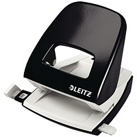 Leitz 2 Hole Punch, Capacity 30 Sheets, Black and White