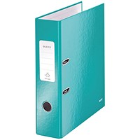 Leitz Wow A4 Lever Arch Files, 80mm Spine, Ice Blue, Pack of 10