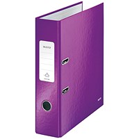 Leitz Wow A4 Lever Arch Files, 80mm Spine, Purple, Pack of 10