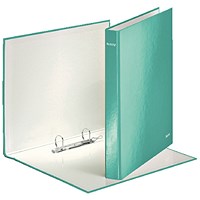 Leitz WOW Ring Binder, A4, 2 D-Ring, 25mm Capacity, Ice Blue, Pack of 10