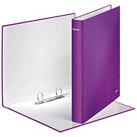 Leitz WOW Ring Binder, A4, 2 D-Ring, 25mm Capacity, Purple, Pack of 10