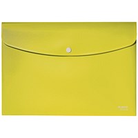 Leitz Recycle A4 Plastic Popper Wallets, Yellow, Pack of 10