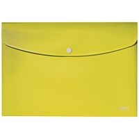 Leitz Recycle A4 Plastic Popper Wallets, Yellow, Pack of 10