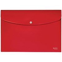 Leitz Recycle A4 Plastic Document Wallet, Red, Pack of 10