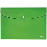 Leitz Recycle A4 Plastic Popper Wallets, Green, Pack of 10