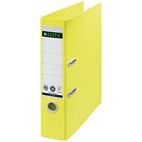 Leitz Recycle A4 Lever Arch File, 80mm Spine, Yellow, Pack of 10