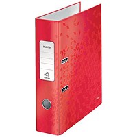 Leitz Wow A4 Lever Arch File, 80mm Spine, Red, Pack of 10