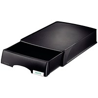 Leitz Plus Self-stacking Letter Tray With Drawer, Black