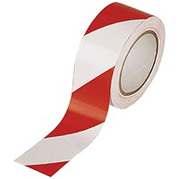 Vinyl Hazard Tape - Red / White, 50mm x 33m, Pack of 6