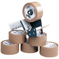 Tape Dispenser With 6 Rolls Polypropylene Tape 50mmx66m (Pack of 6) 9761Bdp01