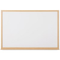Bi-Office Earth Prime Drywipe Whiteboard, Oak Effect 32mm Frame, 900x600mm