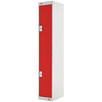 Two Compartment Locker, 300x300x1800mm, Red Door