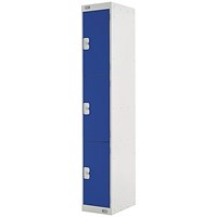 Three Compartment Locker, 300x300x1800mm, Blue Door