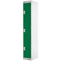 Three Compartment Locker, 300x300x1800mm, Green Door